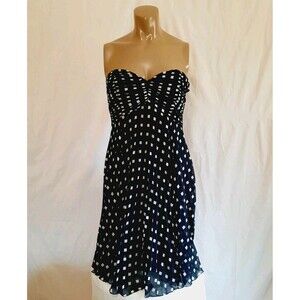 Anne Taylor Womens Size 6 Strapless Black White Cocktail Dress Built In Bra